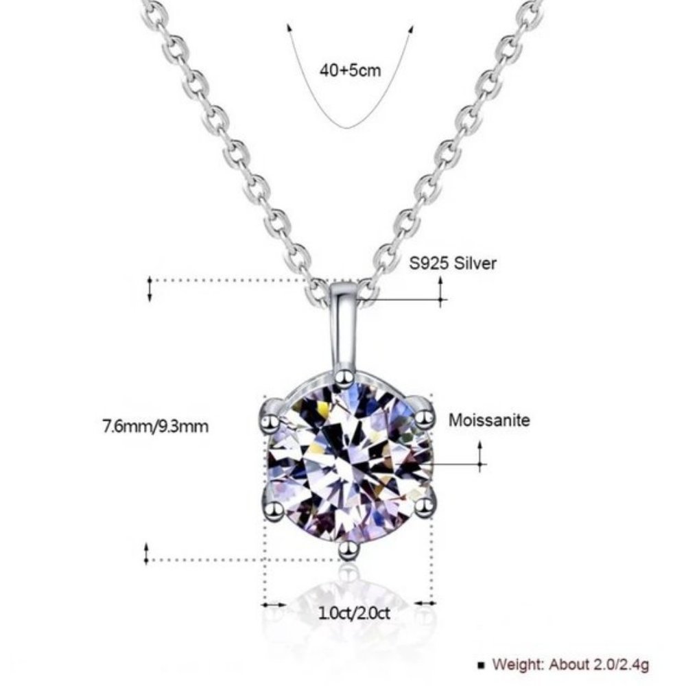 Certified 2ct. t.w. Diamond Moissanite Solitaire Necklace NEW - Picture 5 of 8